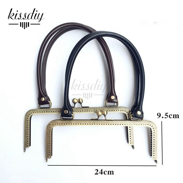 

kissdiy 2pcs 24cm большого размер кожи pu ручка резного металла кошелек рам поцелуй женщина сцепление застежка женская сумка аксессуары