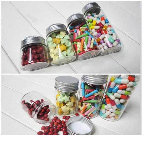 

47*90*34mm 100ml glass bottles aluminium cap empty transparent clear liquid gift candy container wishing bottles jars 1 jllfck