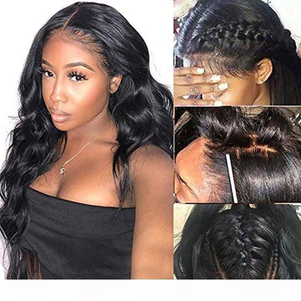 

brazilian 360 lace front wigs human hair body wave wigs with baby hair pre plucked 150 density glueless 360 full lace wigs, Black;brown