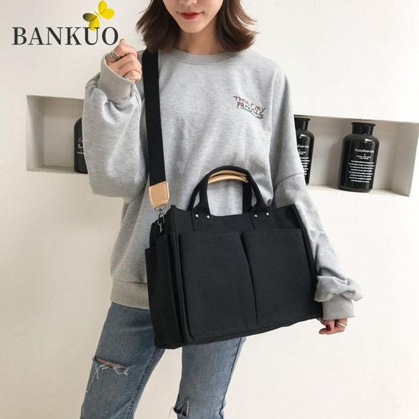 

cross body bankuo trendy korean canvas bag large capacity zipper women shoulder bags student school foldable casual handbag c102