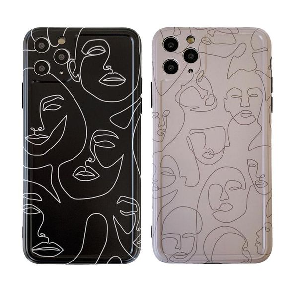 

abstract line art painting phone case for iphone 11 pro max 7 8 plus x xr xs max se 2 12 mini back cover retro pattern soft case