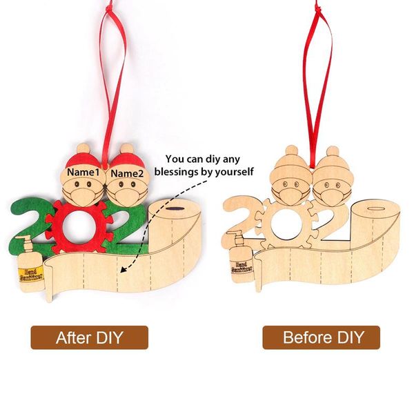 

1pcs diy wooden christmas hanging ornament 2020 personalized family christmas tree ornament happy family bannister present gift wmtfhq