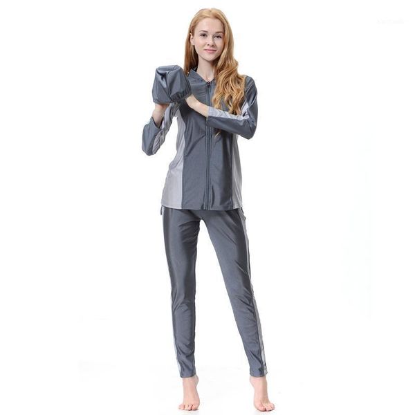 

3 pcs/set muslim swimwear maillot de bain hijab modest clothing islamic swim wear women's swimsuit long sleeve swimming clothes1