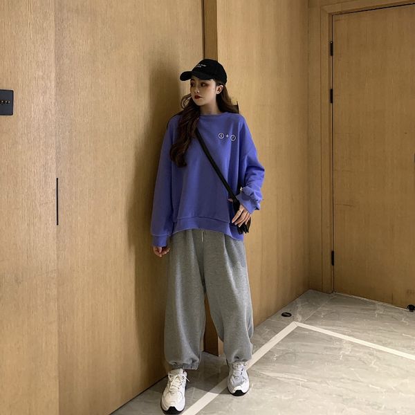 

autumn winter 2020 sweater sweaterfashion suit women's lazy style casual plush sweater sports two piece women's suit ennrk, Gray