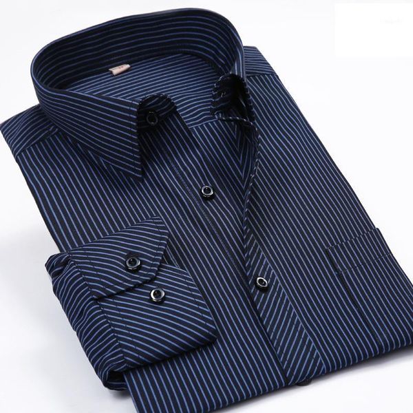 

men long sleeve shirt loose plus-size striped shirt business formal wear men dress1, White;black