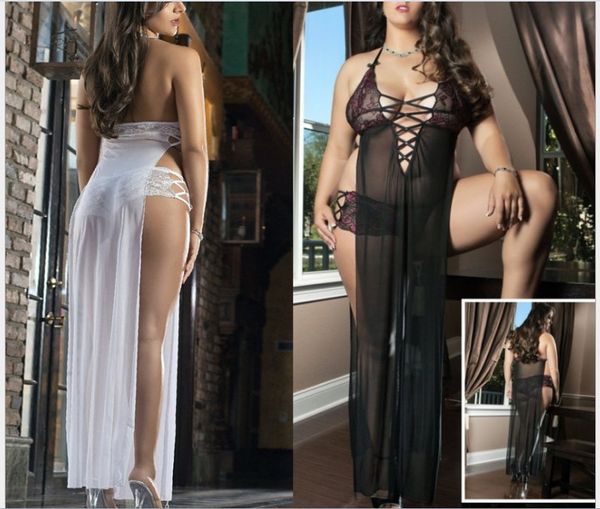 

underwear trade underwear side open lacing long nightdress suit wholesale, Red;black