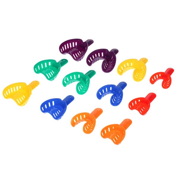 

12pcs dental impression tray plastic u shape teeth holder autoclavable instrument teeth molding oral health care tool