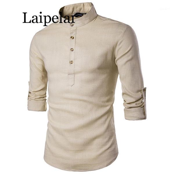

men's casual shirts laipelar 2021 men shirt collar breathable comfy traditional chinese style cotton polyester long sleeve eu size1, White;black