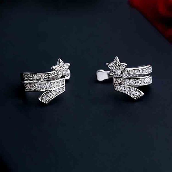 Persönlichkeit Stern Mädchen Ohr Manschette mit Silber Farbe Zirkon Frauen Earcuff für Party Hochzeit Clip Ohrring Geschenk Mode Schmuck