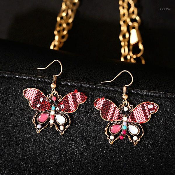 

ethnic women's animal butterfly dangle earring vintage boho statement gourd earrings ladies fashion jewelry gift1, Silver