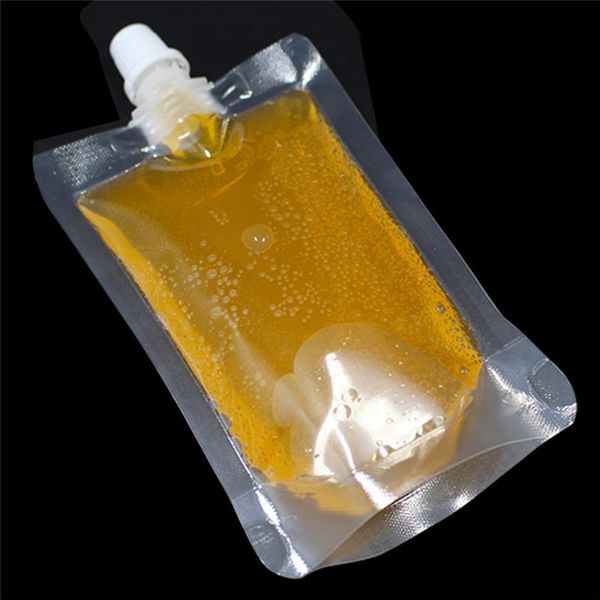 

wholesale 3 design silver white transparent spout pouch beverage packaging stand up plastic aluminum foil juice drink liquid bag h bbyvee