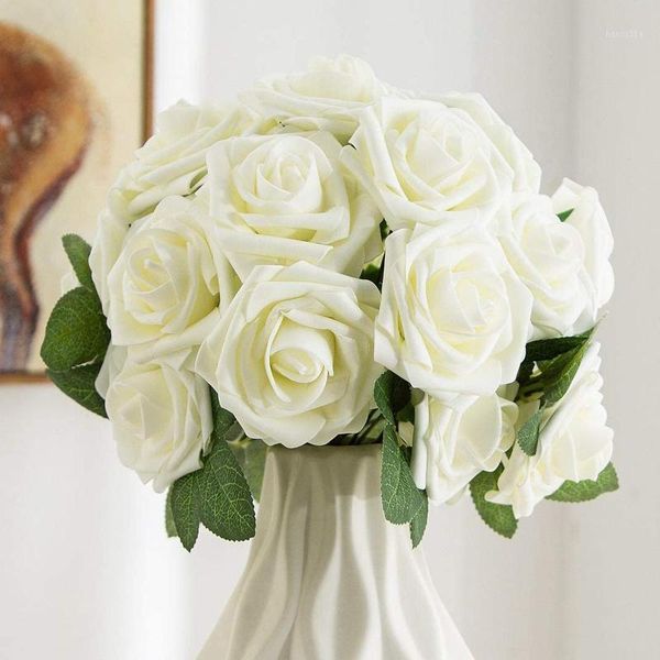

25pcs artificial flowers for decorations rose floral heads with stem diy wedding bouquets gift1