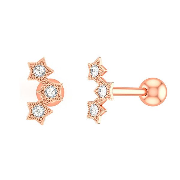 

1/2 шт. кристалл цветок trangus пирсинг серьги набор helix heart conch серьги лот ушной стад хрящ пирсинг лоб летут устройство wmtjvz, Golden;silver