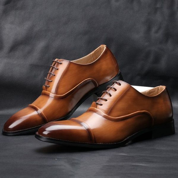 

oxfords derby lace up men shoes 2021 new pu leather casual business shoes dress classic comfortable outdoors spring autumn simplicity dp130, Black