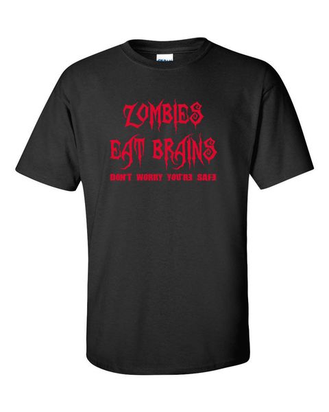 

brand new summer mens short zombies eat brains don't worry you're safe walking dead men's cute t shirts sport hooded sweatshi