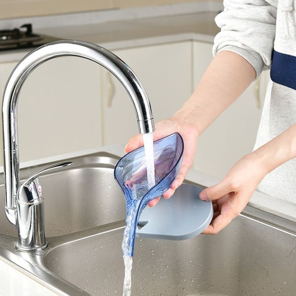 

leaf shape soap dishes abs silicone soap holder anti-slip hollow soap storage box easily store bathroom shower supplies gadgets
