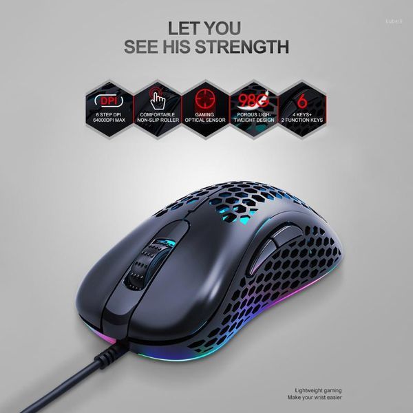 

t-wolf g540 6400 dpi gaming mouse usb wired buttons honeycomb holes 4-color breathing light optical mice for pc computer gamer1