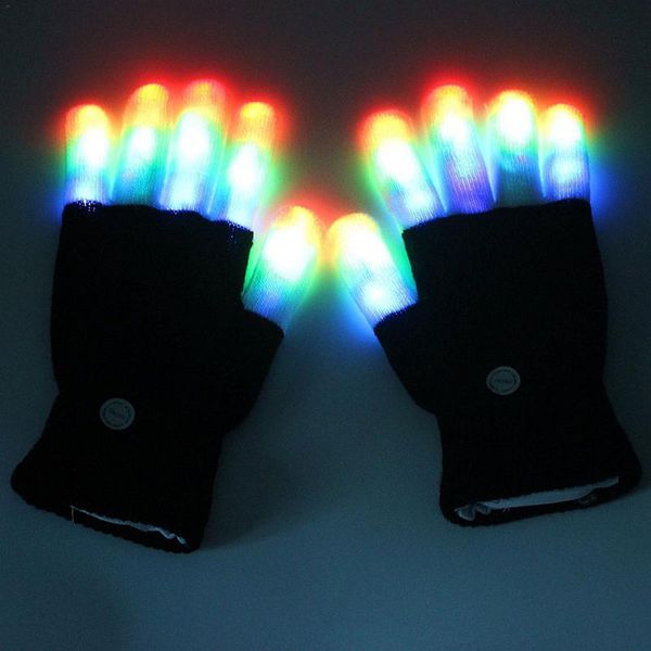

new design 1 pair led light night glitter for entertainment rave party glow games fun glowing gloves, Blue;gray
