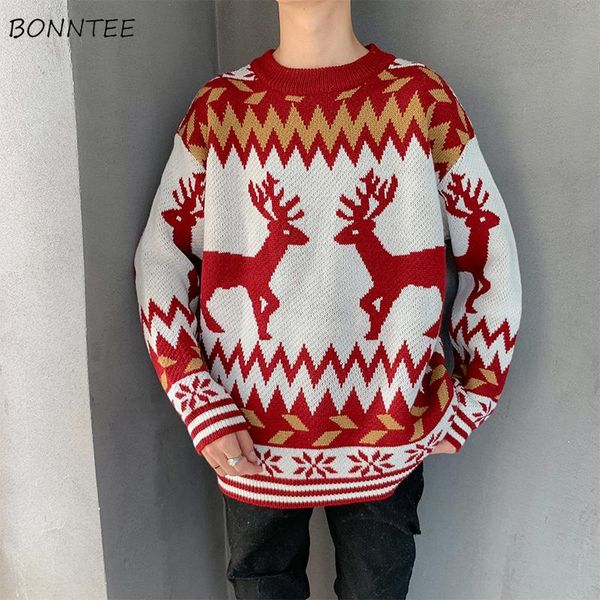 

men's sweaters christmas style men autumn pullover sweater deer printed long sleeve o-neck fashion casual vintage street-wear chic, White;black