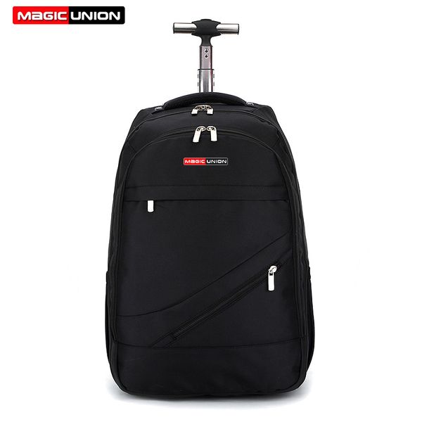 

magic union men's travel bag wheeled backpack large rolling waterproof school book bag daypack travel carry on luggage suitcase lj20111