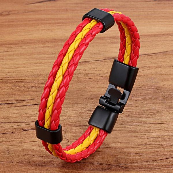

anklets xqni classic national flag pattern pu leather bracelet for men women commemorative significance elegant small adorn article, Red;blue