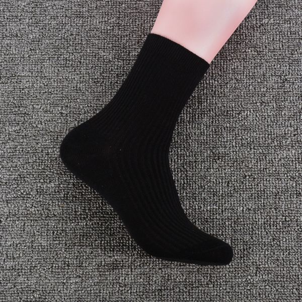 

2349 double needle mid medium cotton medium tube autumn and winter new business pure color cotton socks breathable sweat absorption casual m, Black