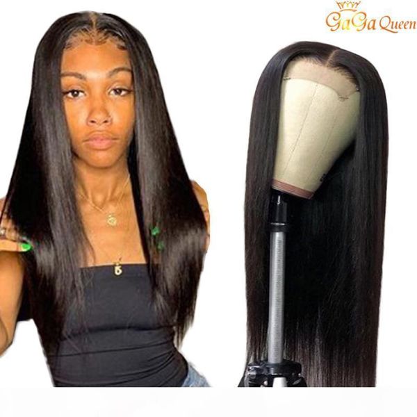 

unprocessed silky straight lace front wig brazilian virgin human hair 4x13 lace wigs for women natural color, Black;brown
