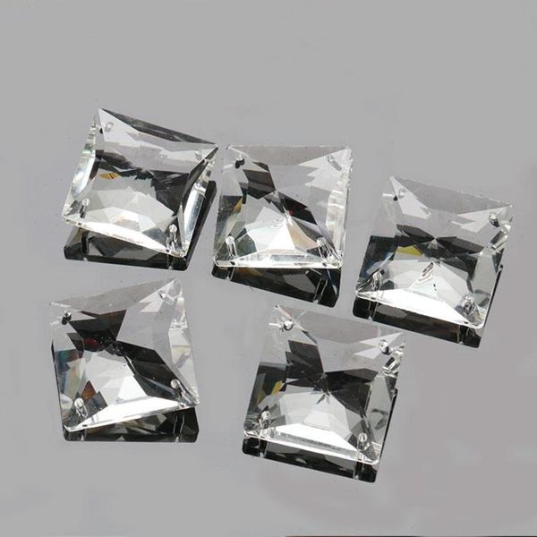 

1pcs 45mm clear square glass chandelier crystals suncatcher prisms 4holes beads diy prisms pendants decoration accessories h bbyhbt