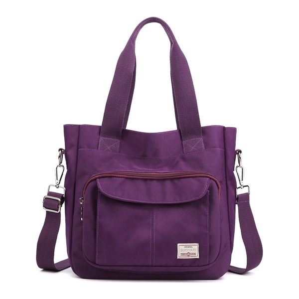 

waterproof bolsas black women handbag casual large shoulder bag nylon tote purple handbags mummy diaper bags