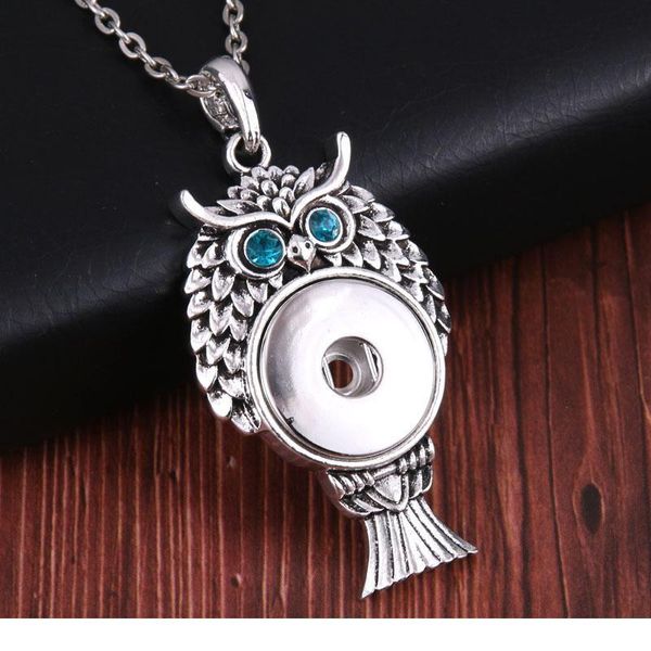 

boom life new owl rhinestone snap jewelry buttons necklaces link chain 60cm with crystal pendant fit 18mm snaps jewe bbyvpi, Silver