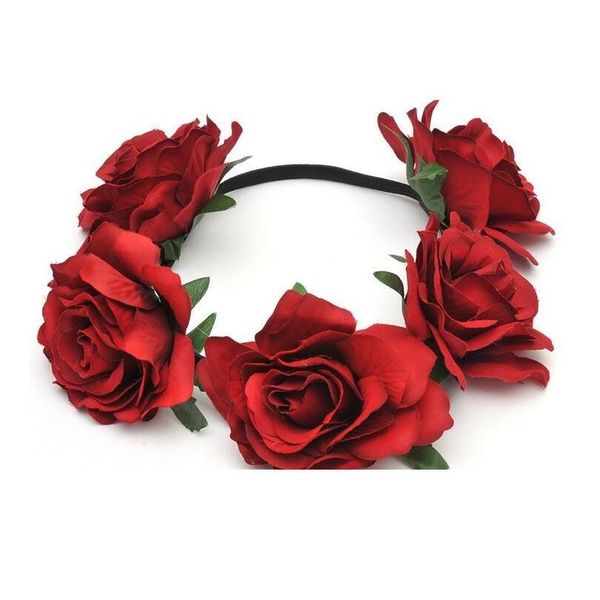 

11cm big rose wedding bride wreath hair headdress women flowers hair band wedding headdress for women rose flower h qylxkk