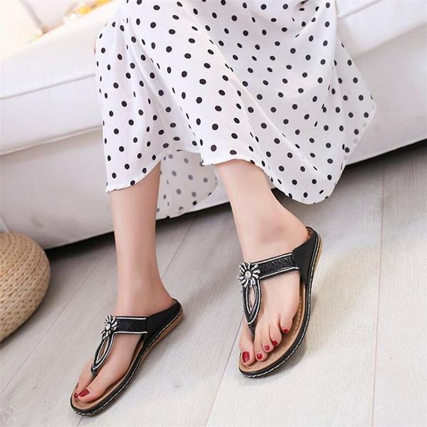 

slippers female non-slip fashion women drop slip on summer beach diamond decoration flats shoes1, Black