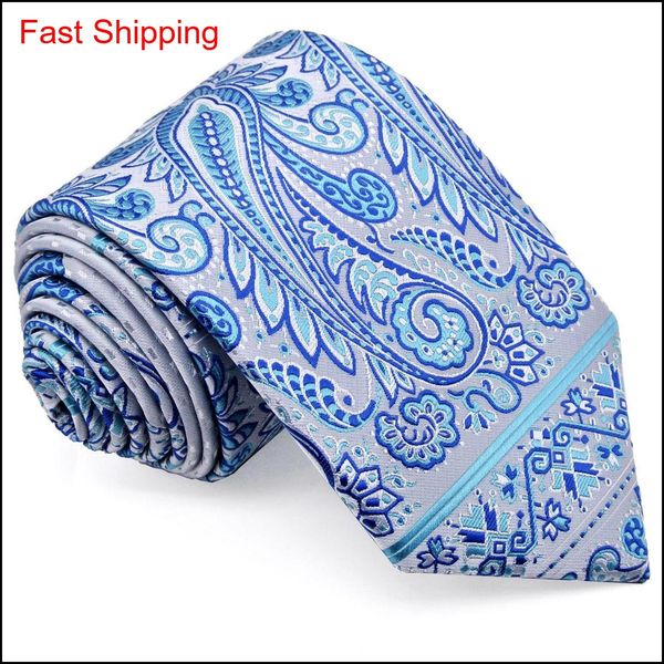 

e5 paisley floral dots white silver navy blue azure mens tie set neckties pocket square 1 qylrol dh_seller2010, Blue;purple