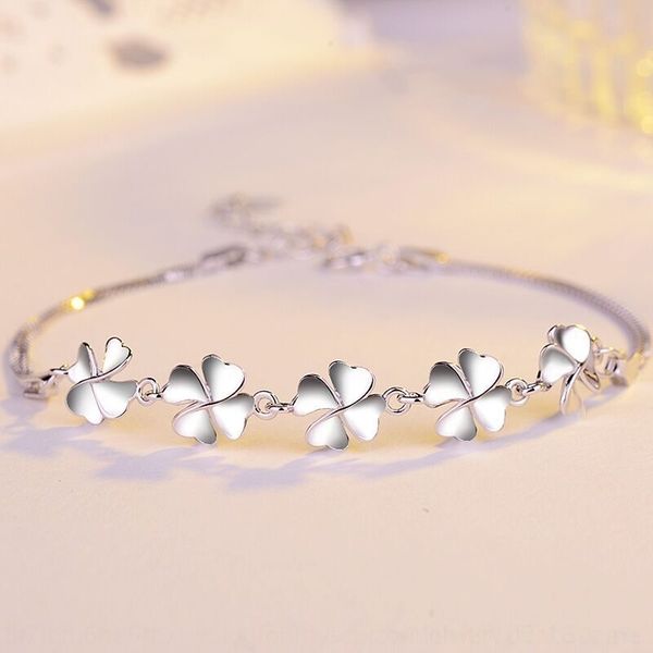 

vqjsf s925 clover sterling lucky flower sterling silver silver lucky clover bracelet s925 flower bracelet nszjn, Golden;silver