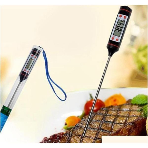 

digital food thermometer probe meat household cooking gauge kitchen stainless steel food cooking bbq meat steak thermometer 200pcs 6qqtt