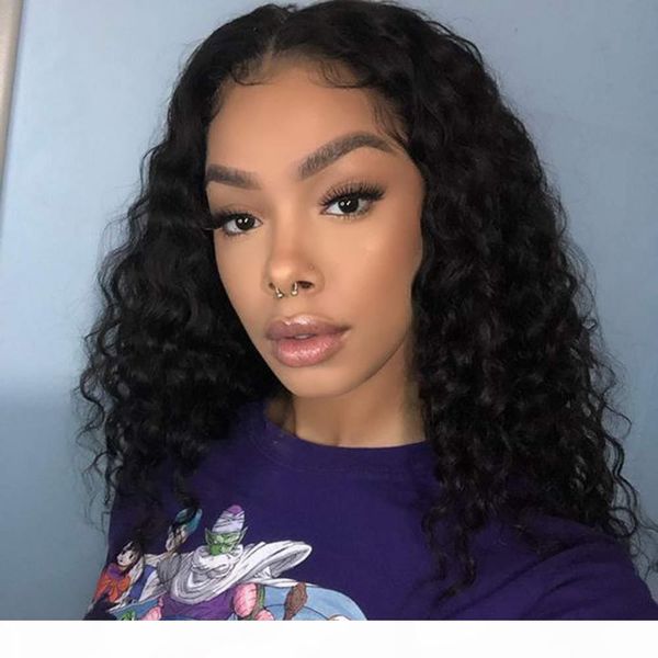 

13*4 malaysian water wave bob curly lace front human hair wigs for women with baby hair plucked brazilian remy short bob wigs, Black;brown