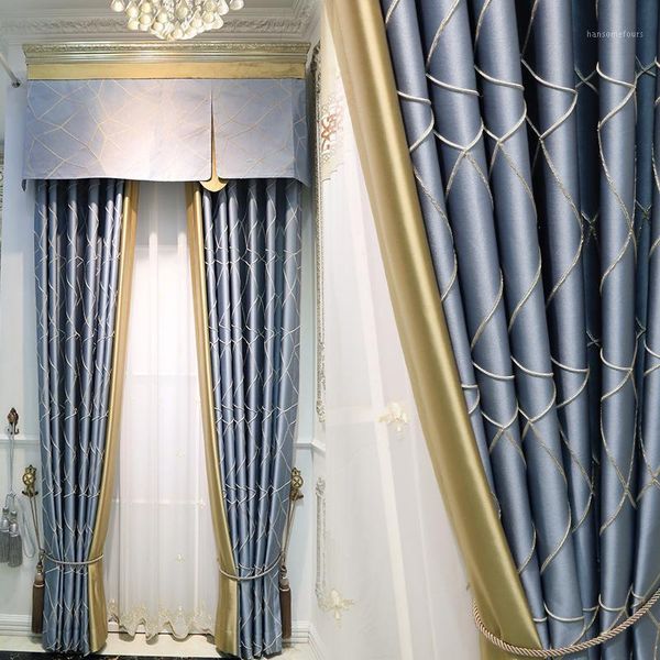 

custom curtains nordic jacquard cotton modern living room bluegeometry bedroom cloth blackout curtain tulle valance drape m6701