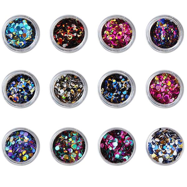 

12 colors shiny round sequins fish scale sequins nail art decor manicure diy decoration 2g, Silver;gold