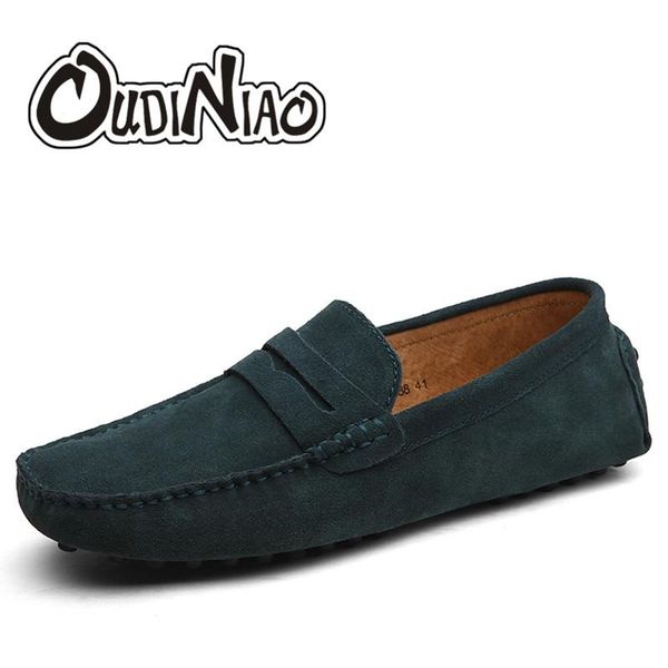 

oudniao мужчины повседневная обувь 2020 мода мужской обуви сплит кожа мокасины мокасины скольжения на мужской flats бездельники мужского, Black