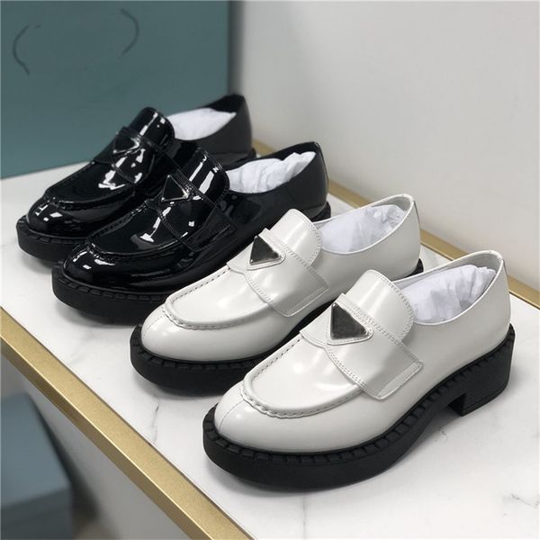 

2022 designer women causal shoes monolith triangle logo black genuine leather increase platform sneakers cloudbust classic patent matte loaf