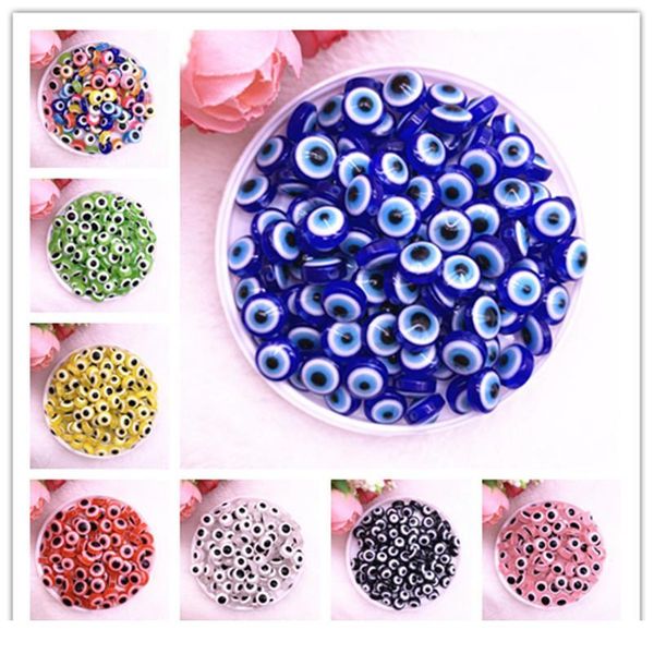 

new 50pcs 8/10mm oval beads evil eye resin spacer beads for jewelry making diy bracelet b qylzza
