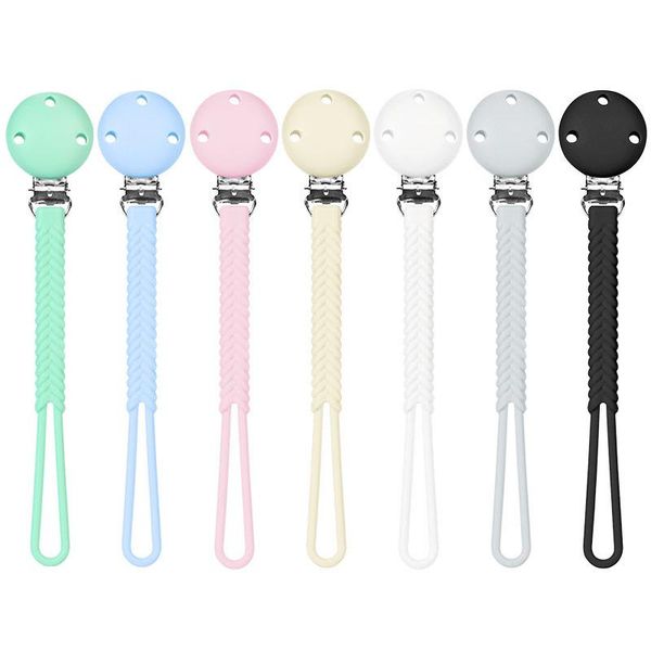 

tyry.hu new braided pacifier chain round rubber cover clip fashion simple chewable grade baby teether accessories