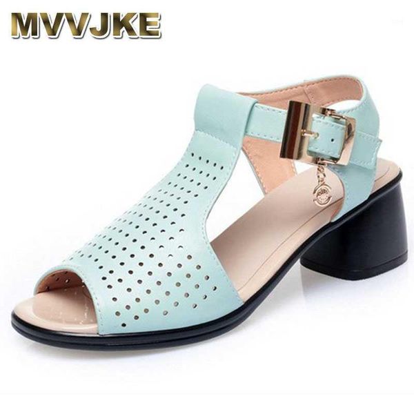 

sandals mvvjke fish mouth hollow genuine leather woman shoes fashion summer women high heel plus size1, Black