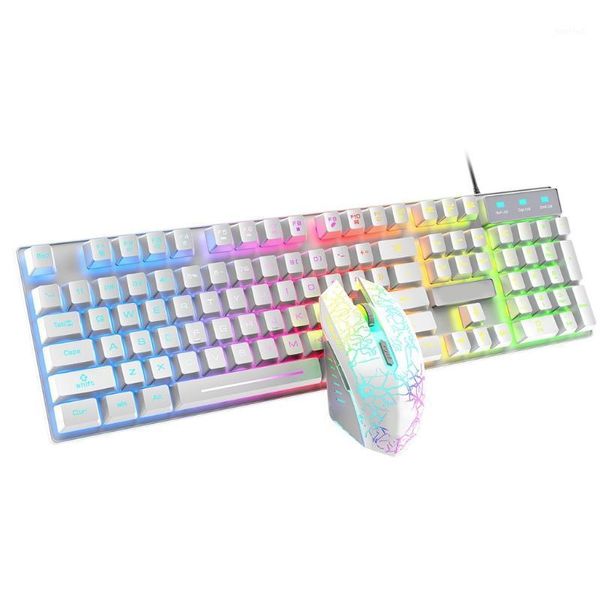 

keyboard mouse combos t6 rainbow usb wired pad combo rgb backlit pro pc gaming keypad r66f1