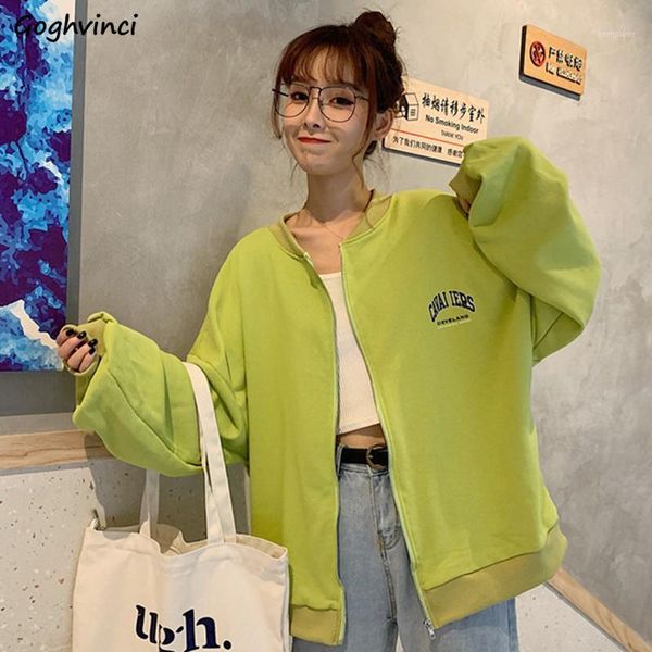 

women hoodies zip-up trendy korean style harajuku loose candy color casual female bf womens sweatshirts ulzzang all-match sweet1, Black