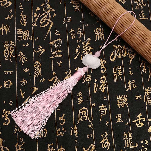 

10pcs lot 12cm white jade lotus flower tassel silk fringe sewing tassel trim decorative key tassels for curtain home decoration h qylboq