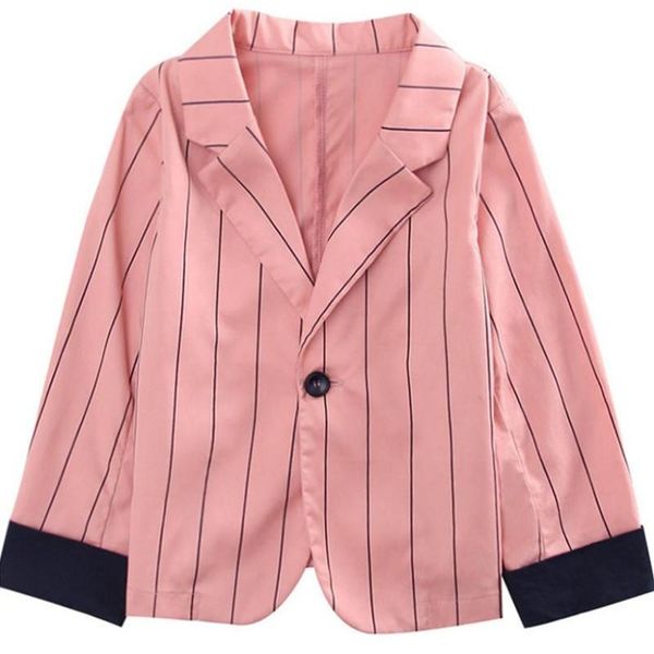 

jackets toddler girls coats 2021 autumn clothes fashion striped single button party blazer coat for 2-7yrs children outwear, Blue;gray