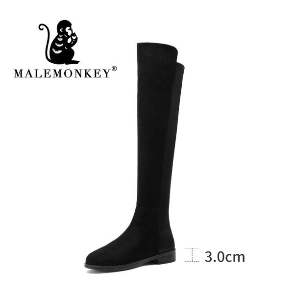 

boots 2021 winter thigh high women casual shoes ladies heels over the knee stretch snow female, Black