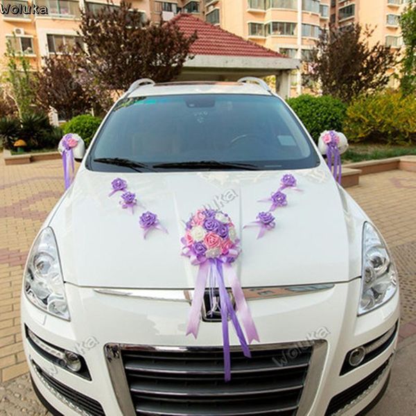 

multicolor pe rose ball wedding car decoration set deputy car decoration bow knot wedding cd50 q031
