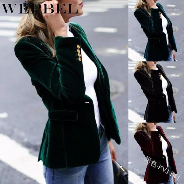 

wepbel women slim long sleeve solid color velvet blazer jacket single breasted simple lady blazers high grade clothing 1, White;black
